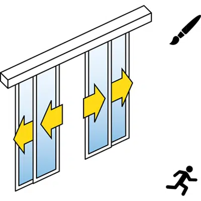 Image for Automatic Sliding Door (slim frame) - Four Leaf Telescopic - No side panels - On wall - SL/PSA