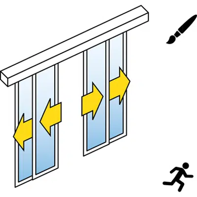 billede til Automatisk Skydedør (slank ramme) - fire blade Telescopic - Ingen sidepaneler - On wall - SL / PSA