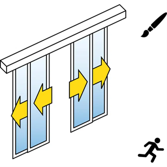 Automatic Sliding Door (slim frame) - Four Leaf Telescopic - No side panels - On wall - SL/PSA