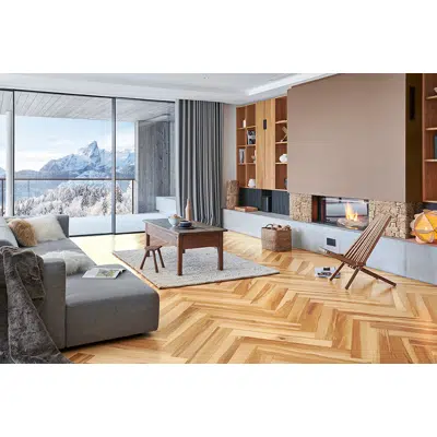 画像 Wood floor Flamed beech Satin, Herringbone