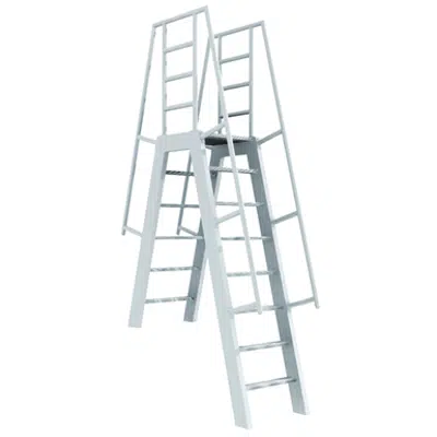 รูปภาพสำหรับ 522 Aluminum Ships Ladder with Platform & Return - with 75° Angle
