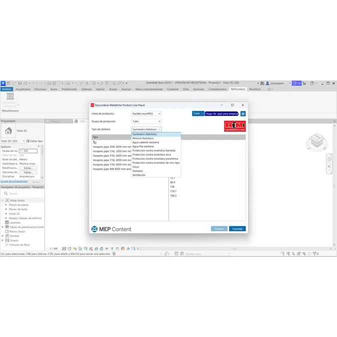 RM - INOXPRES fittings & pipes plug-in  Revit