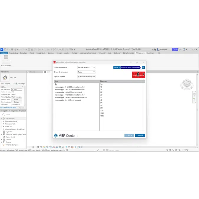 RM - INOXPRES fittings & pipes plug-in  Revit