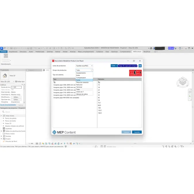 RM - INOXPRES fittings & pipes plug-in  Revit