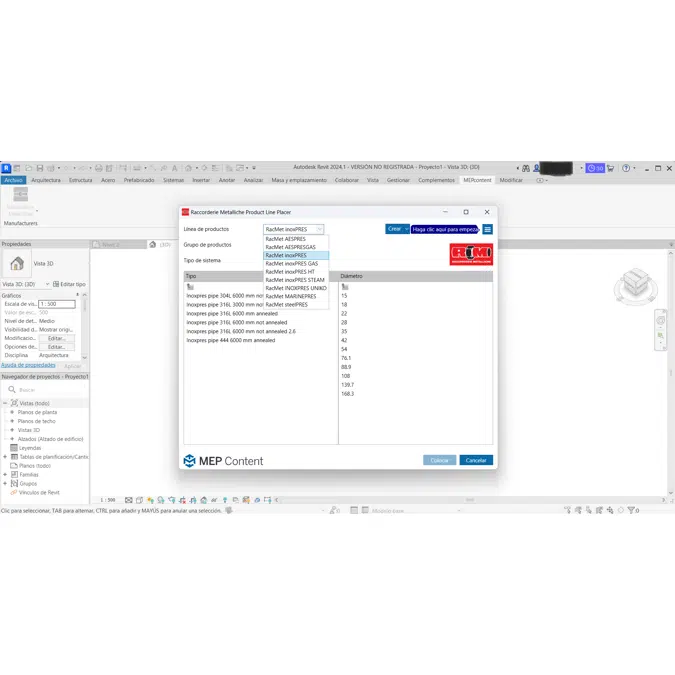 RM - INOXPRES fittings & pipes plug-in  Revit