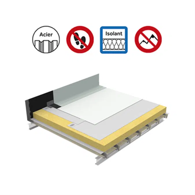 Systems for non-accessible insulated roof self-protected plain Parasteel - hygh hygrometry