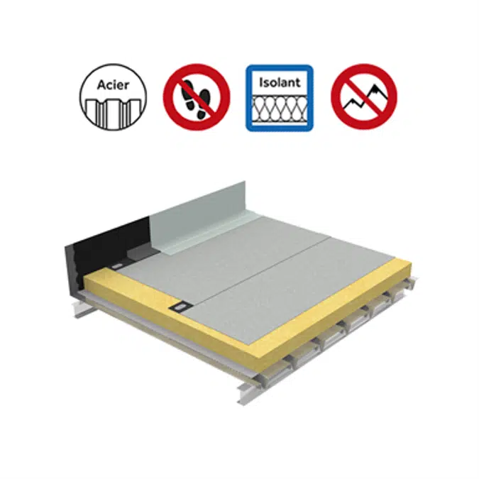 Systems for non-accessible insulated roof self-protected plain Parasteel - hygh hygrometry