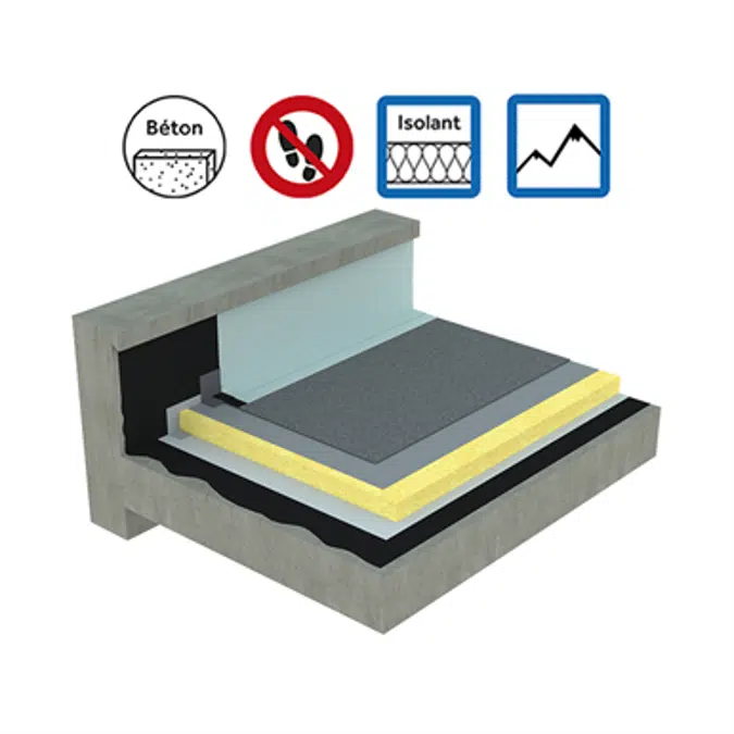 Systems for non-accessible insulated roof self-protected concrete - mountain climate