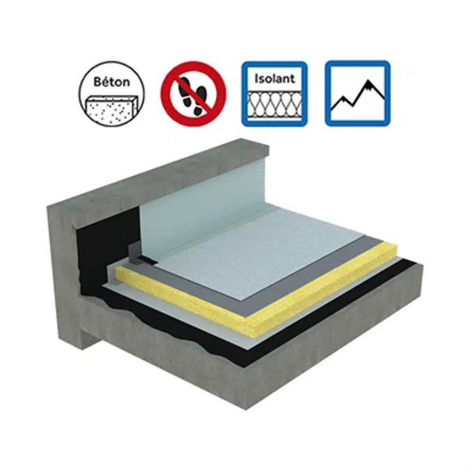 Systems for non-accessible insulated roof self-protected concrete - mountain climate