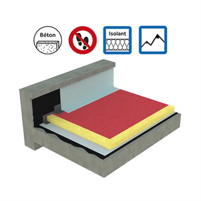 Systems for non-accessible insulated roof self-protected concrete - mountain climate