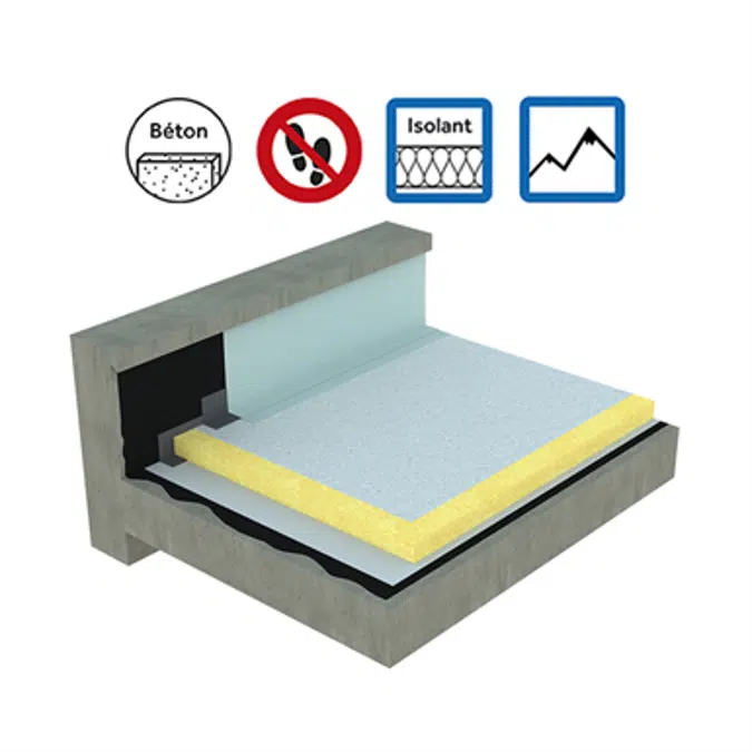 Systems for non-accessible insulated roof self-protected concrete - mountain climate