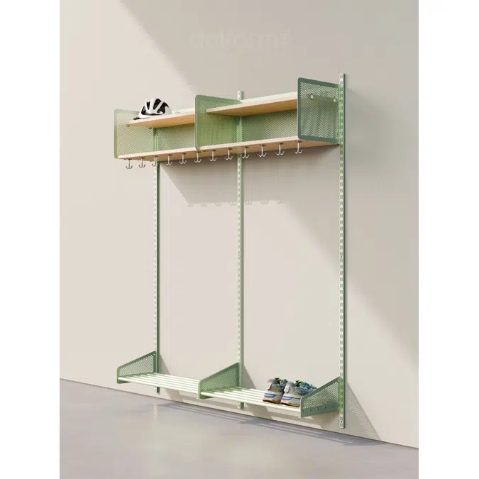 Metal Coat Rack with Double Melamine Shelves 900
