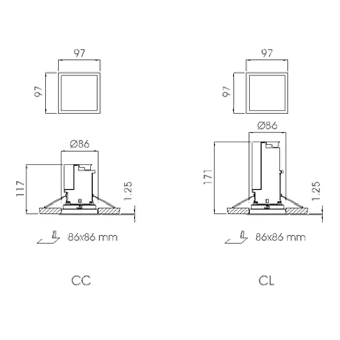LENS SELF-CONTAINED SQUARE FLUSH-MOUNTED