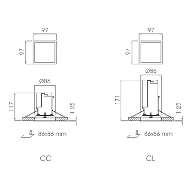 LENS NF FLUSH-MOUNTED SQUARE SATI