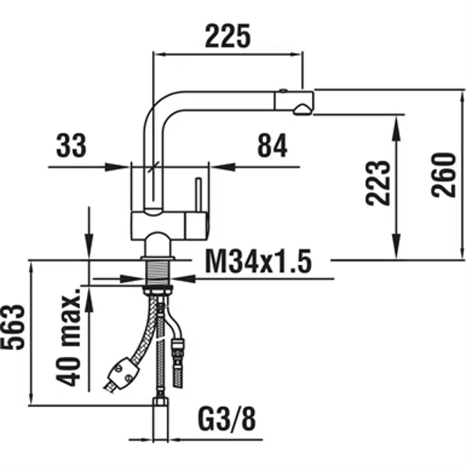 Triathlon, Kitchen faucet, with pull-out spray, stainless steel