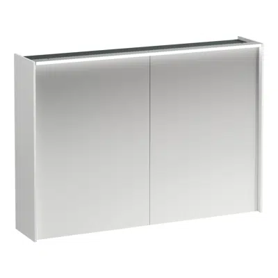 изображение для LANI Mirror cabinet, 1000 mm, 2 doors, with horizontal LED light element, 2 glass shelves, 1 socket UK IP 44