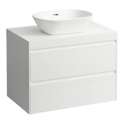 afbeelding voor LANI Modular 800, countertop 65 mm (.260 white matt), with centre cut-out, 2 drawers