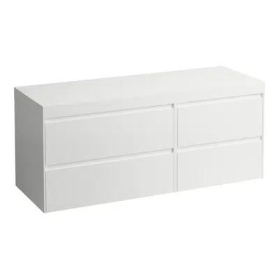 画像 LANI Modular 1400, countertop 65 mm (.260 white matt), without cut-out, 4 drawers: drawer element 800 left + drawer element 600 right