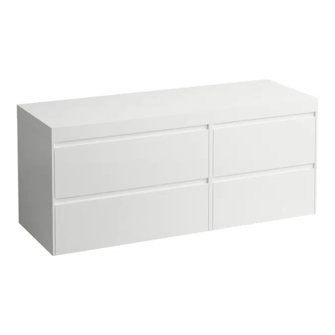 LANI Modular 1400, countertop 65 mm (.260 white matt), without cut-out, 4 drawers: drawer element 800 left + drawer element 600 right