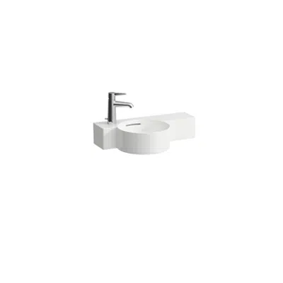 VAL Small washbasin round, shelf right, cutable to 430 mm
