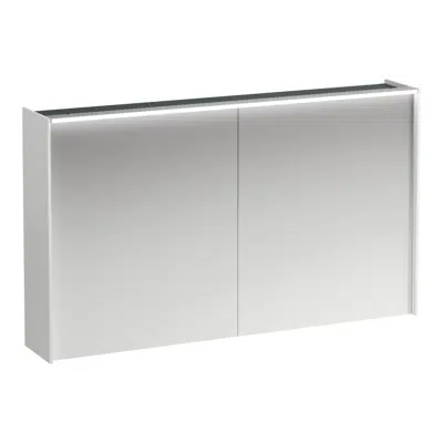 Image for LANI Mirror cabinet, 1200 mm, 2 doors, with horizontal LED light element, 2 glass shelves, 1 socket CH IP 44