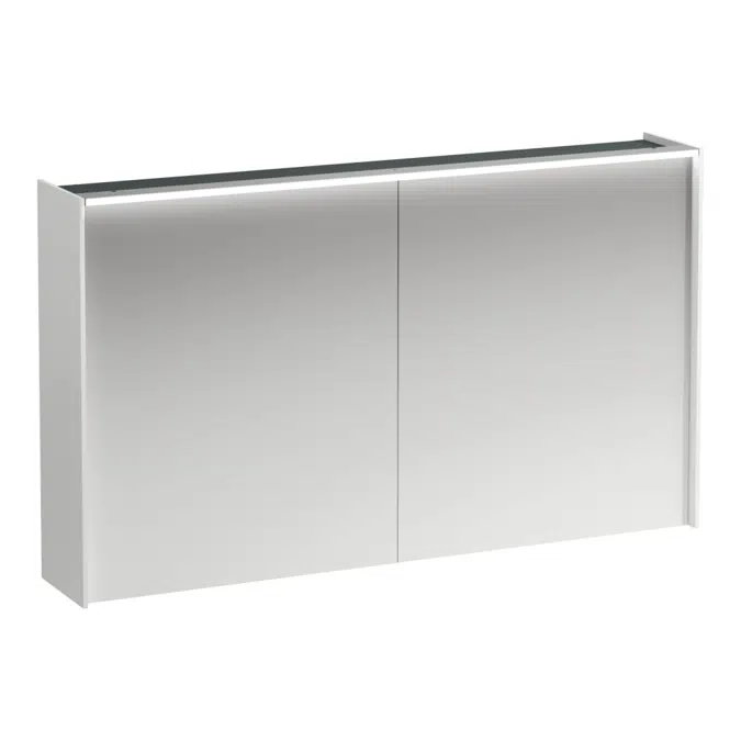 LANI Mirror cabinet, 1200 mm, 2 doors, with horizontal LED light element, 2 glass shelves, 1 socket CH IP 44