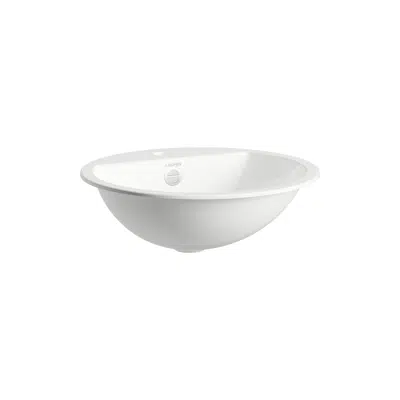 FORM Drop-in washbasin, made of Vitreon Steel, with tap bank, with one tap hole, centered, with overflow, including fixing set, overflow set图像