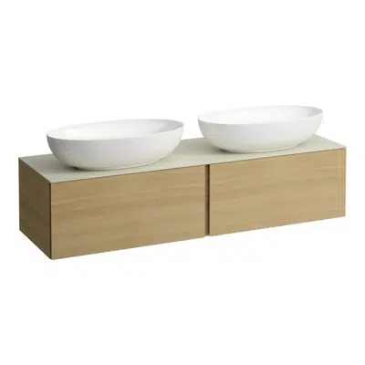 ILBAGNOALESSI Drawer element 1600, 2 drawers, with cut-out left and right, Calce Avorio top, matches washbasin H818975/6. H818977/8