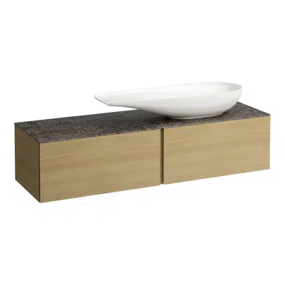ILBAGNOALESSI Drawer element 1600, 2 drawers, with cut-out right, Marrone Naturale top, matches washbasin H818974