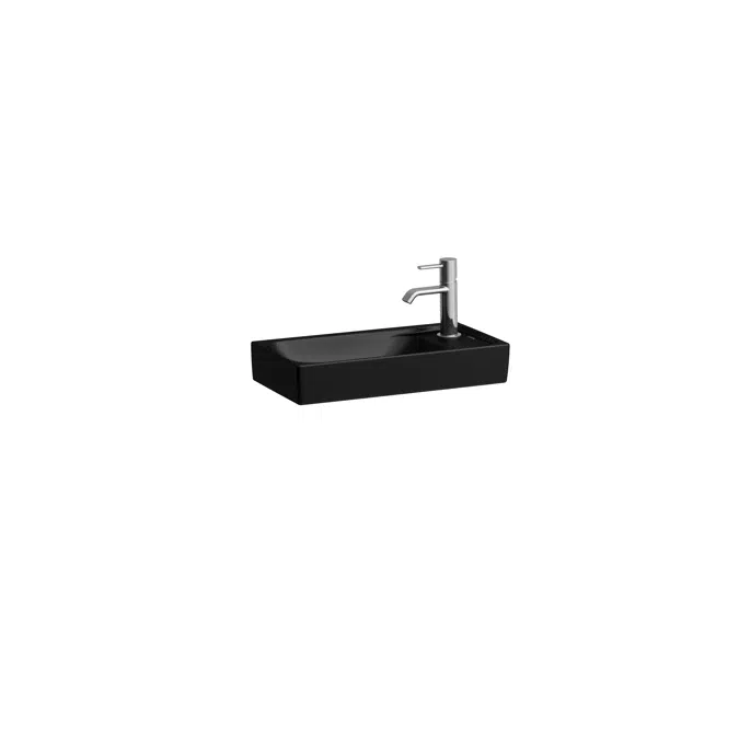 MEDA Small washbasin, with tap bank right