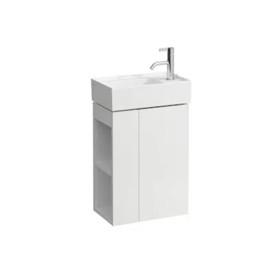 KARTELL BY LAUFEN Vanity unit, 1 door, right hinged, shelf left, open-sided, matches small washbasin 815334
