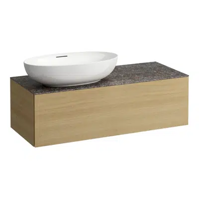 ILBAGNOALESSI Drawer element 1200, 1 drawer, with cut-out left, Marrone Naturale top, matches washbasin H818975/6, H818977/8
