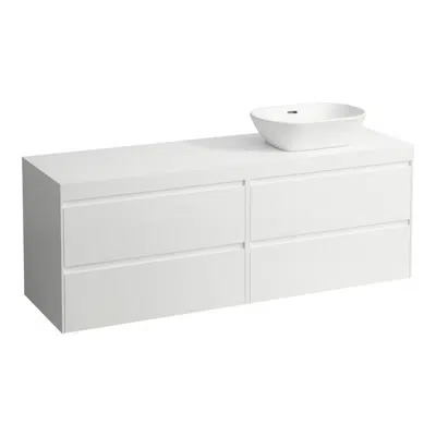afbeelding voor LANI Modular 1600, countertop 65 mm (.266 traffic grey), with cut-out right, 4 drawers: drawer element 800 right + drawer element 800 left