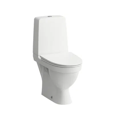 KOMPAS Floorstanding WC combination, rimless, washdown, with 2 fixing holes