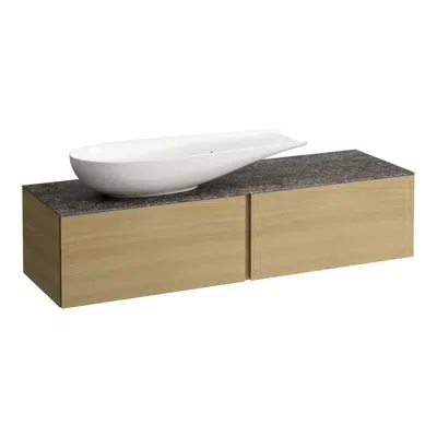 ILBAGNOALESSI Drawer element 1600, 2 drawers, with cut-out left, Marrone Naturale top, matches washbasin H818974