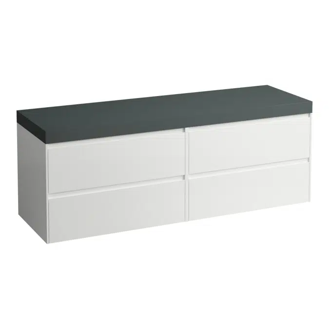 LANI Modular 1600, countertop 65 mm (.266 traffic grey), without cut-out, 4 drawers: drawer element 800 + drawer element 800