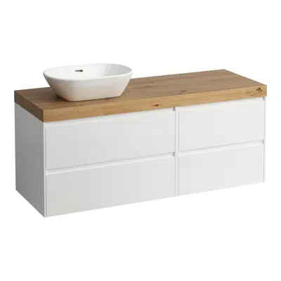 Image for LANI Modular 1400, countertop 65 mm (.267 wild oak), with cut-out left, 4 drawers: drawer element 800 left + drawer element 600 right