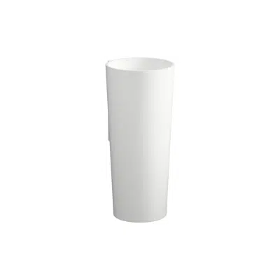 SCOPIO Floorstanding washbasin, with wall connection, made of Vitreon Steel, with tap bank, with one tap hole, centered, without overflow, including fixing set, drain valve图像