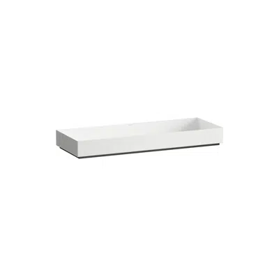 Image for METAPHOR Washbasin bowl, made of Vitreon Steel, without tap bank, without tap hole, without overflow, including fixing set, drain valve, black spacer frame