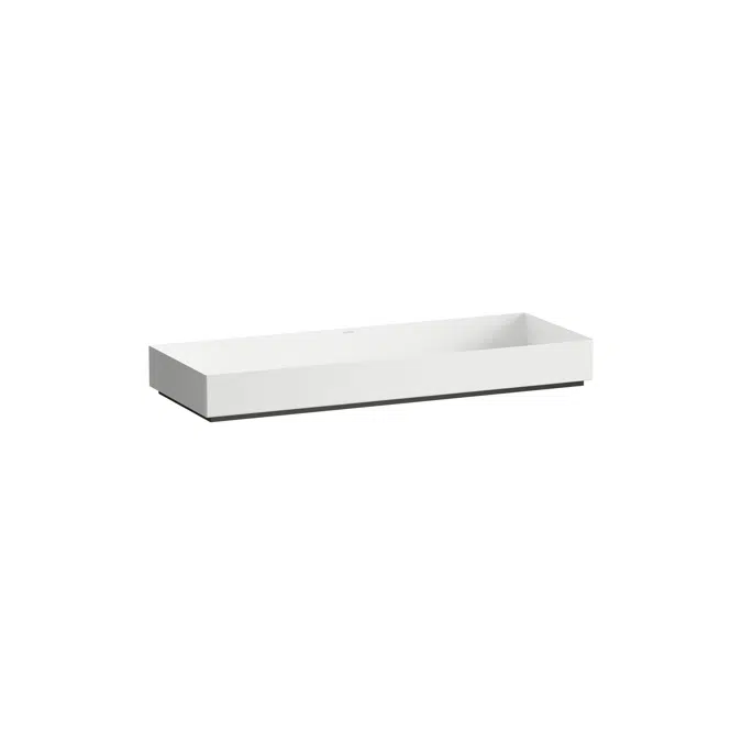 METAPHOR Washbasin bowl, made of Vitreon Steel, without tap bank, without tap hole, without overflow, including fixing set, drain valve, black spacer frame