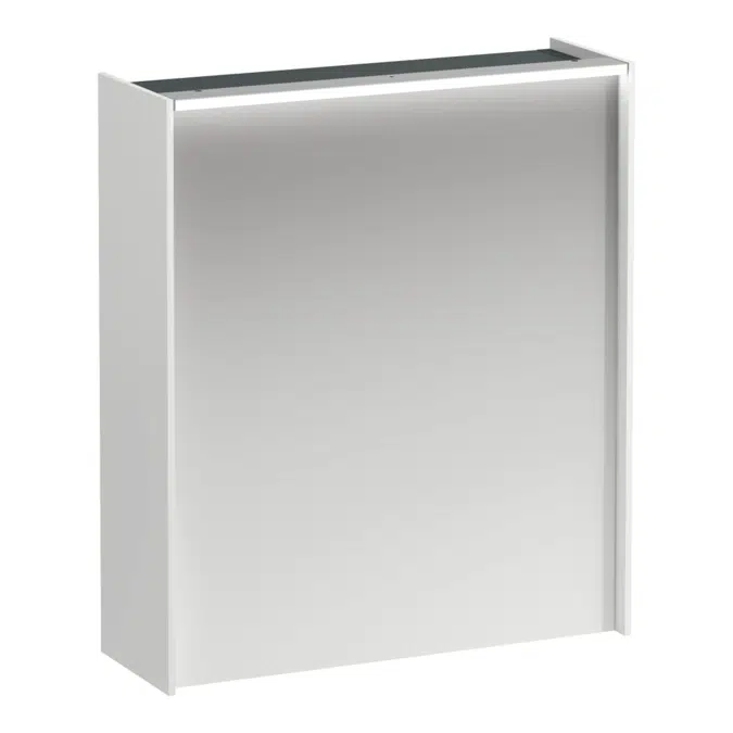 LANI Mirror cabinet, 600 mm, 1 door, right hinged, with horizontal LED light element, 2 glass shelves, 1 socket