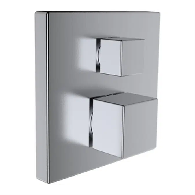 Quadriga, Concealed shower faucet, Thermostatic set for Simibox with 1 outlet, PVD inox look
