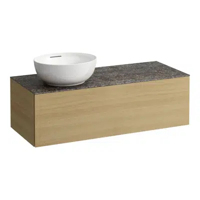 ILBAGNOALESSI Drawer element 1200, 1 drawer, with cut-out left, Marrone Naturale top with tap cut-out, matches washbasin H818975/6
