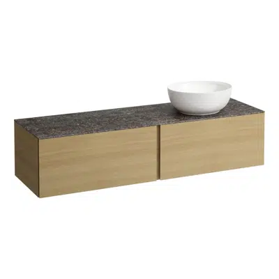 ILBAGNOALESSI Drawer element 1600, 2 drawers, with cut-out right, Marrone Naturale top, matches washbasin H818975/6, H818977/8