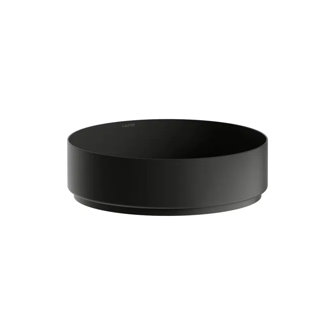 UNISONO Washbasin bowl, made of Vitreon Steel, without tap bank, without tap hole, without overflow, including fixing set, drain valve, black spacer ring