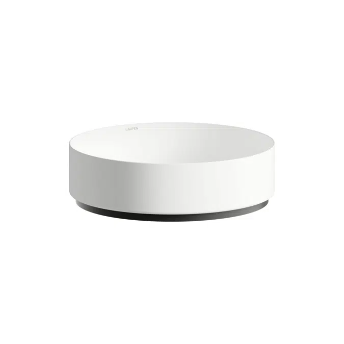 UNISONO Washbasin bowl, made of Vitreon Steel, without tap bank, without tap hole, without overflow, including fixing set, drain valve, black spacer ring