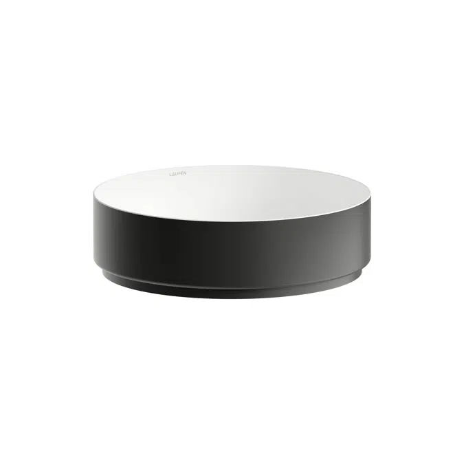 UNISONO Washbasin bowl, made of Vitreon Steel, without tap bank, without tap hole, without overflow, including fixing set, drain valve, black spacer ring