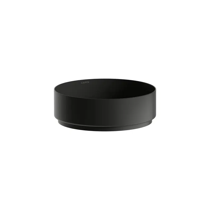 UNISONO Washbasin bowl, made of Vitreon Steel, without tap bank, without tap hole, without overflow, including fixing set, drain valve, black spacer ring