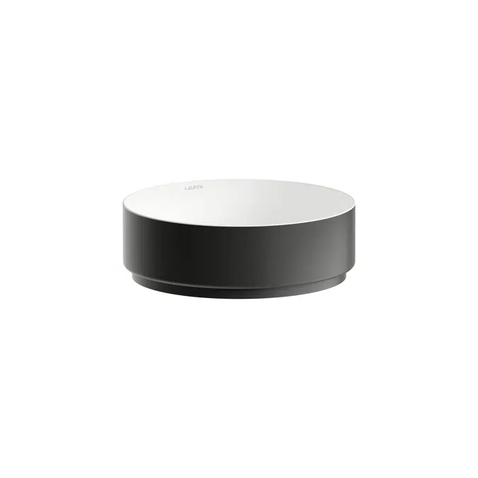 UNISONO Washbasin bowl, made of Vitreon Steel, without tap bank, without tap hole, without overflow, including fixing set, drain valve, black spacer ring