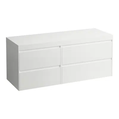 afbeelding voor LANI Modular 1400, countertop 65 mm (.260 white matt), without cut-out, 4 drawers: drawer element 800 right + drawer element 600 left